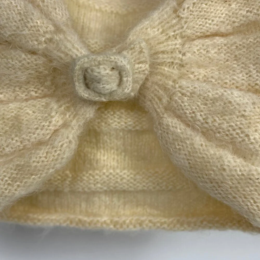 Vintage 1960's Handmade Soft Mohair Knit Shawl Stole Wrap Beige